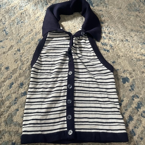 Urban Outfitters Preppy stripe backless collared tank MEDIUM - Picture 3 of 5